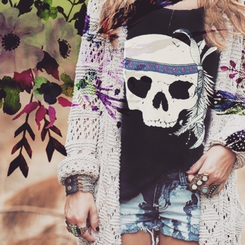 Bohemian‎ Cowgirl Native Skull Tee